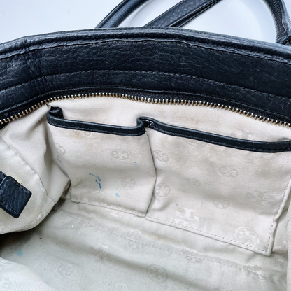 tory burch black leather amanda middy satchel cross body