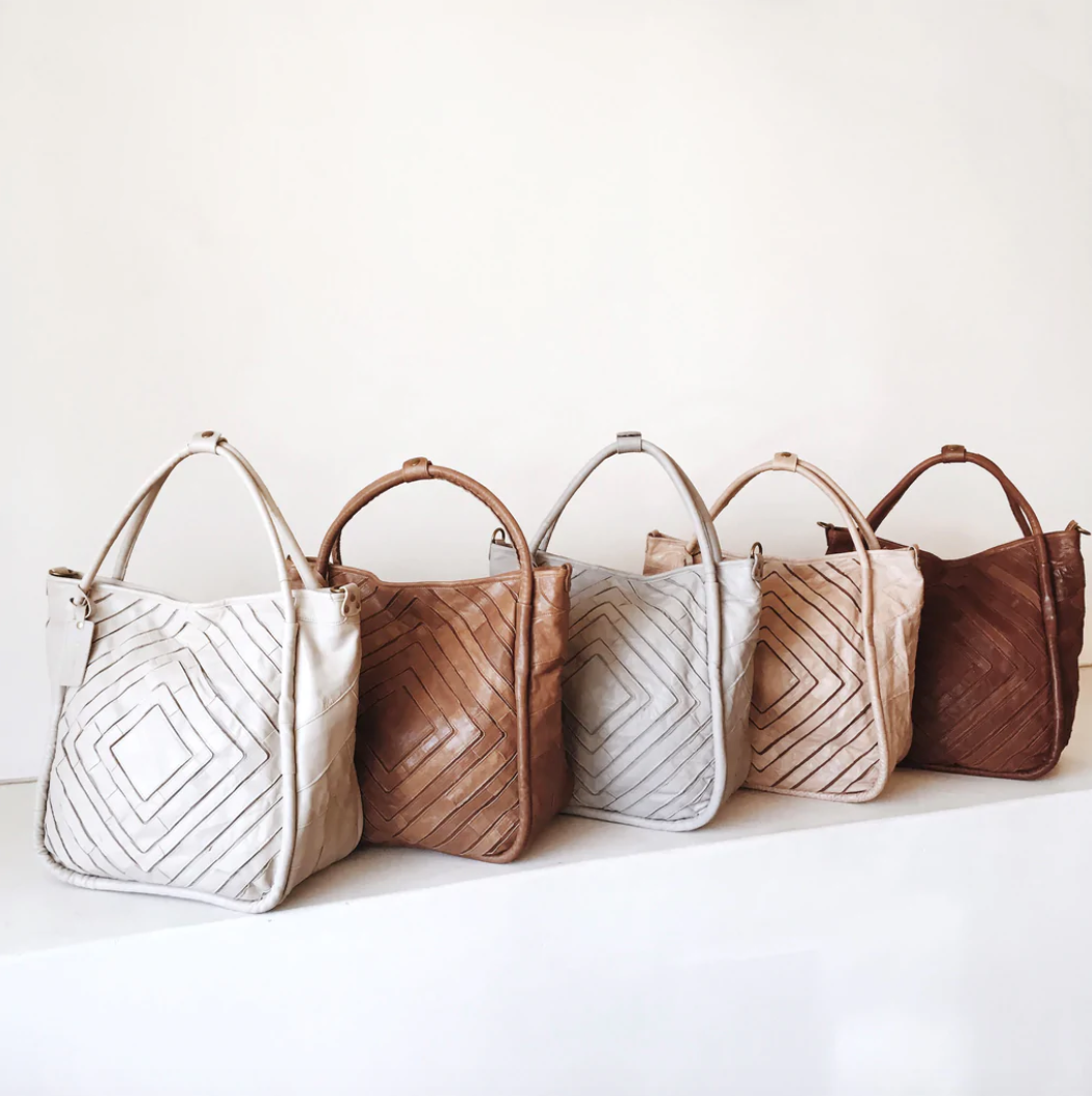 montserrat de lucca benecio diamond leather tote bag