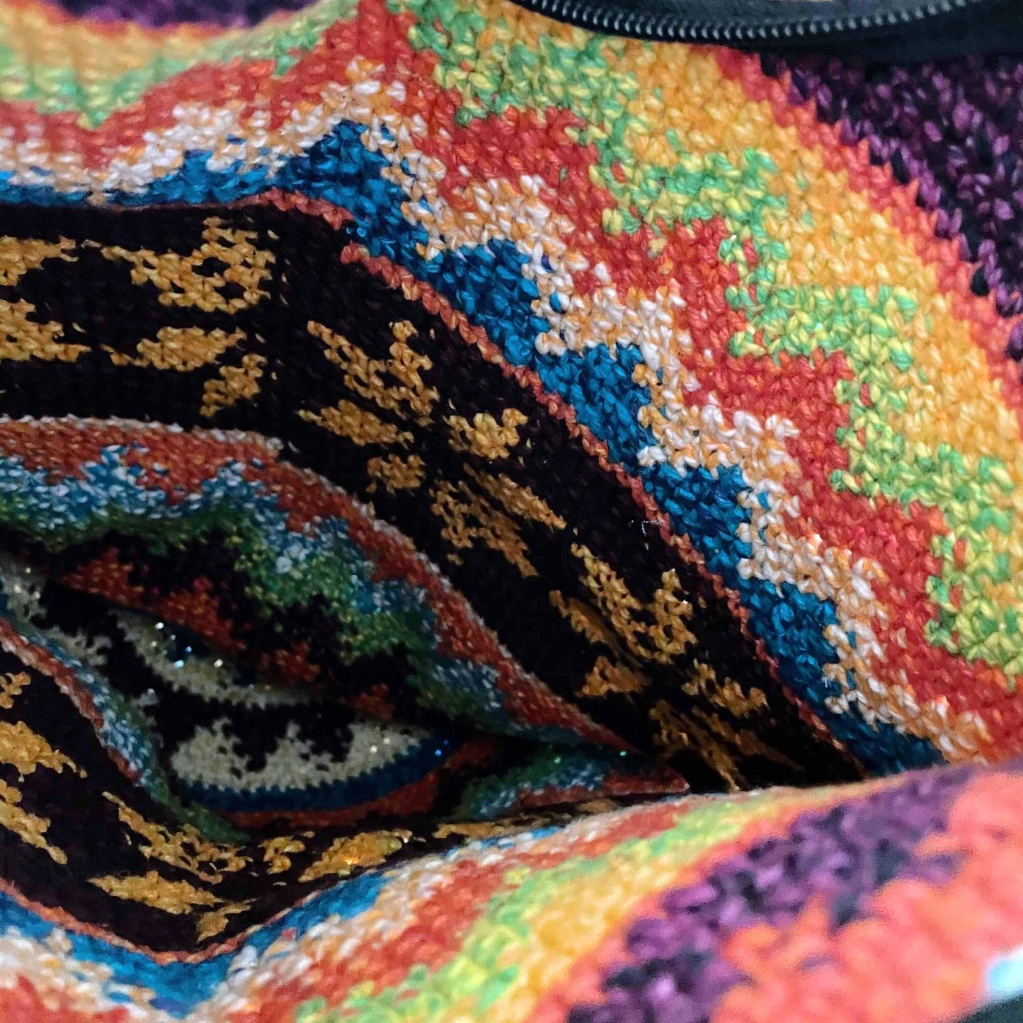 Bohemian crochet flower multi-colour cross body bag