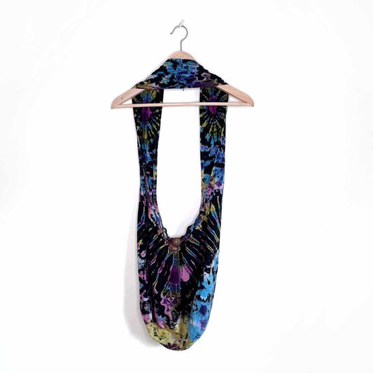 tie dye boho cross body bag with zip/button closure