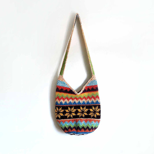 Bohemian crochet flower multi-colour cross body bag