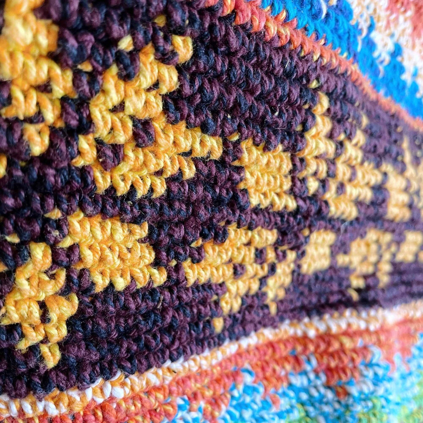 Bohemian crochet flower multi-colour cross body bag