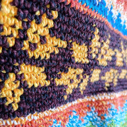 Bohemian crochet flower multi-colour cross body bag