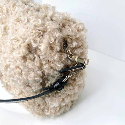 nwt kassiopea x anthropologie small textured faux curly sheepskin bag