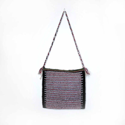 vintage woven wool turkish tribal boho kilim saddle tassel bag