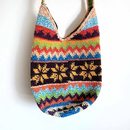 Bohemian crochet flower multi-colour cross body bag