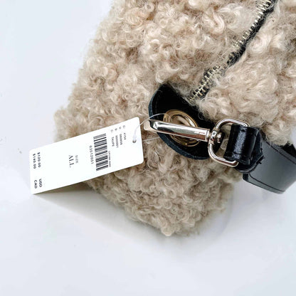 nwt kassiopea x anthropologie small textured faux curly sheepskin bag