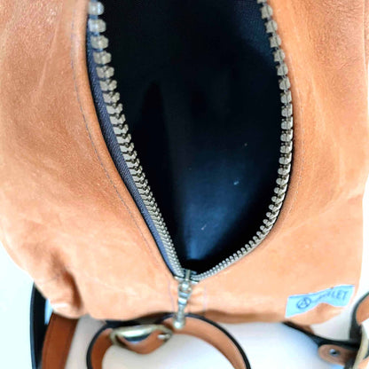 André Ouellet brown nubuck mini backpack