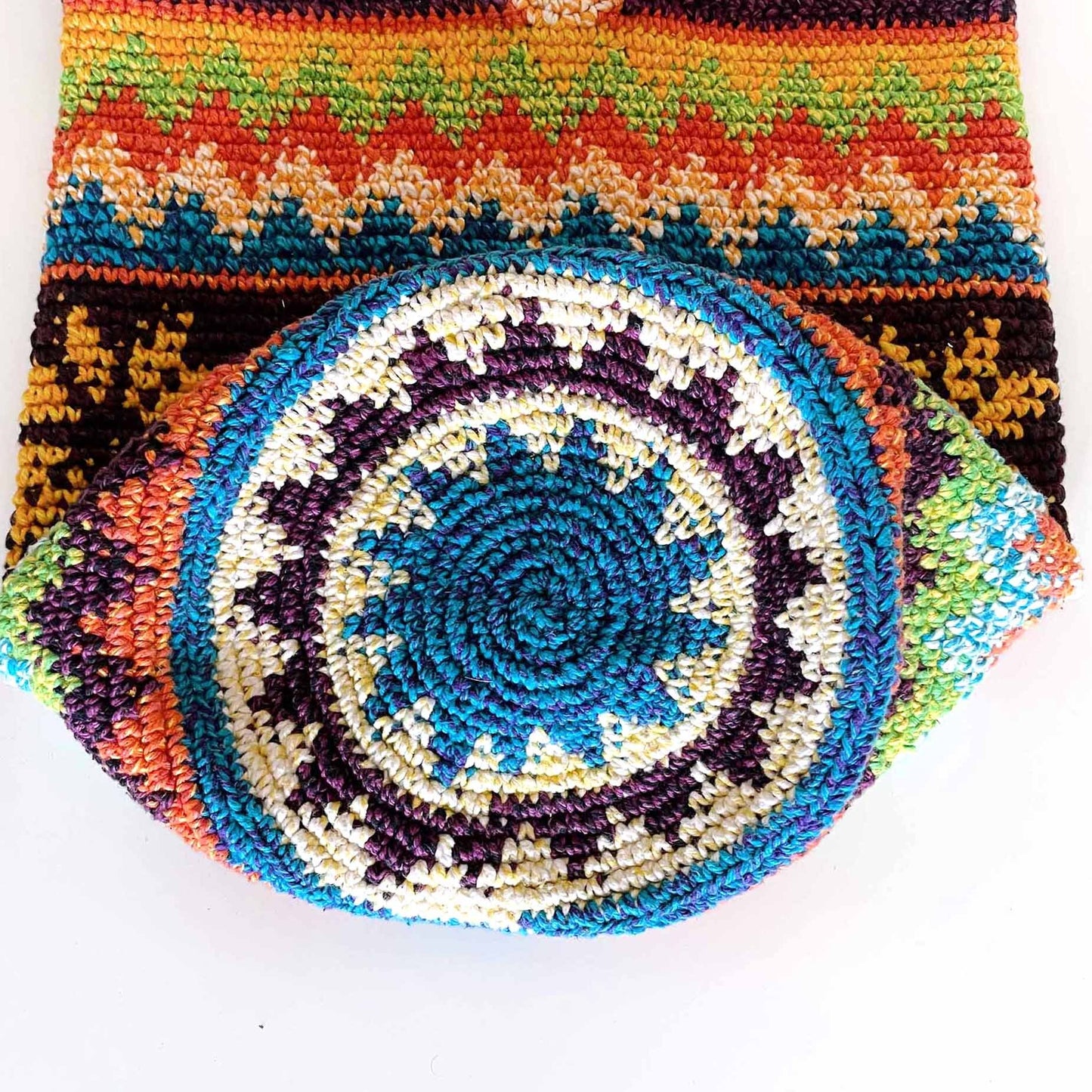 Bohemian crochet flower multi-colour cross body bag