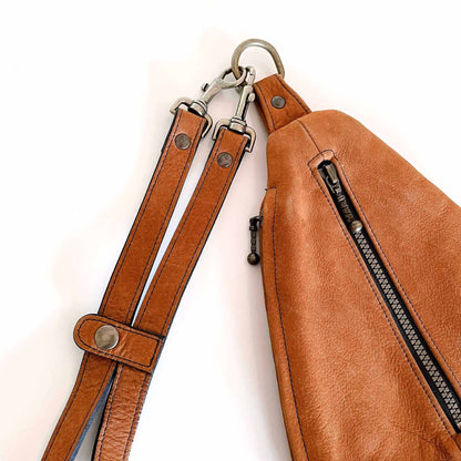 André Ouellet brown nubuck mini backpack