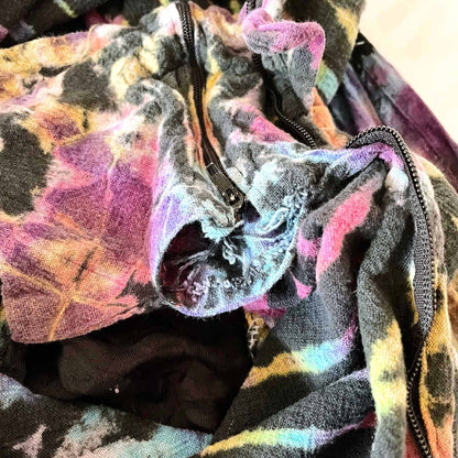 tie dye boho cross body bag with zip/button closure
