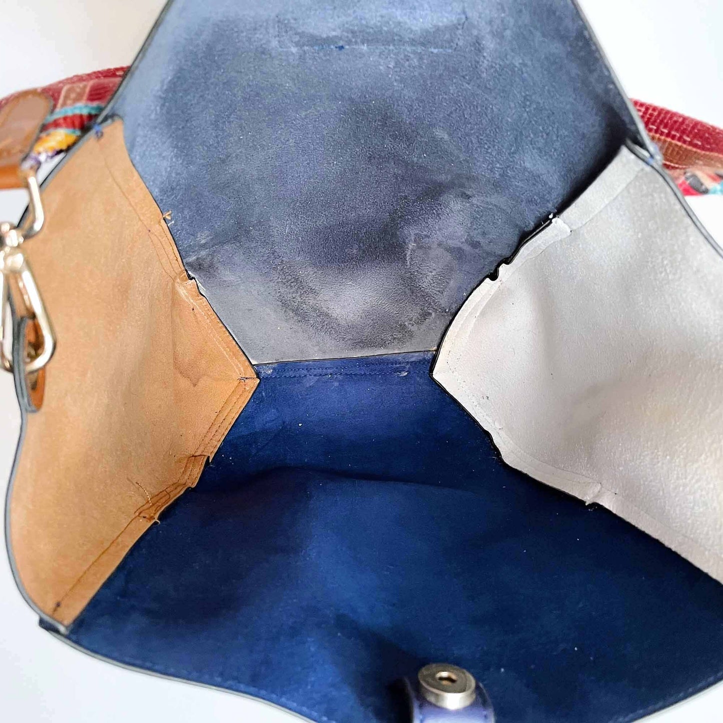 kathy ireland colour block vegan tote bag with boho woven strap