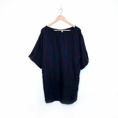 bailey 44 black short sleeve linen summer shift dress - size medium