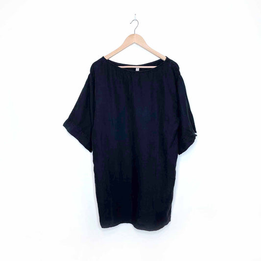bailey 44 black short sleeve linen summer shift dress - size medium