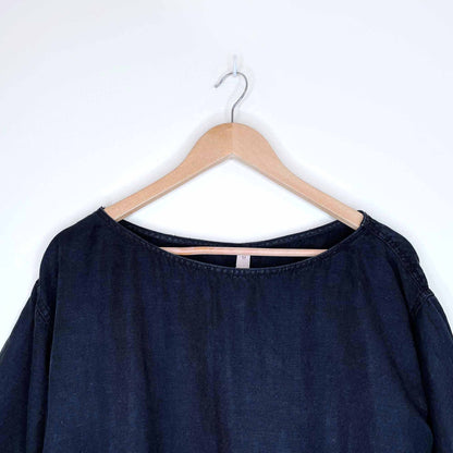 bailey 44 black short sleeve linen summer shift dress - size medium