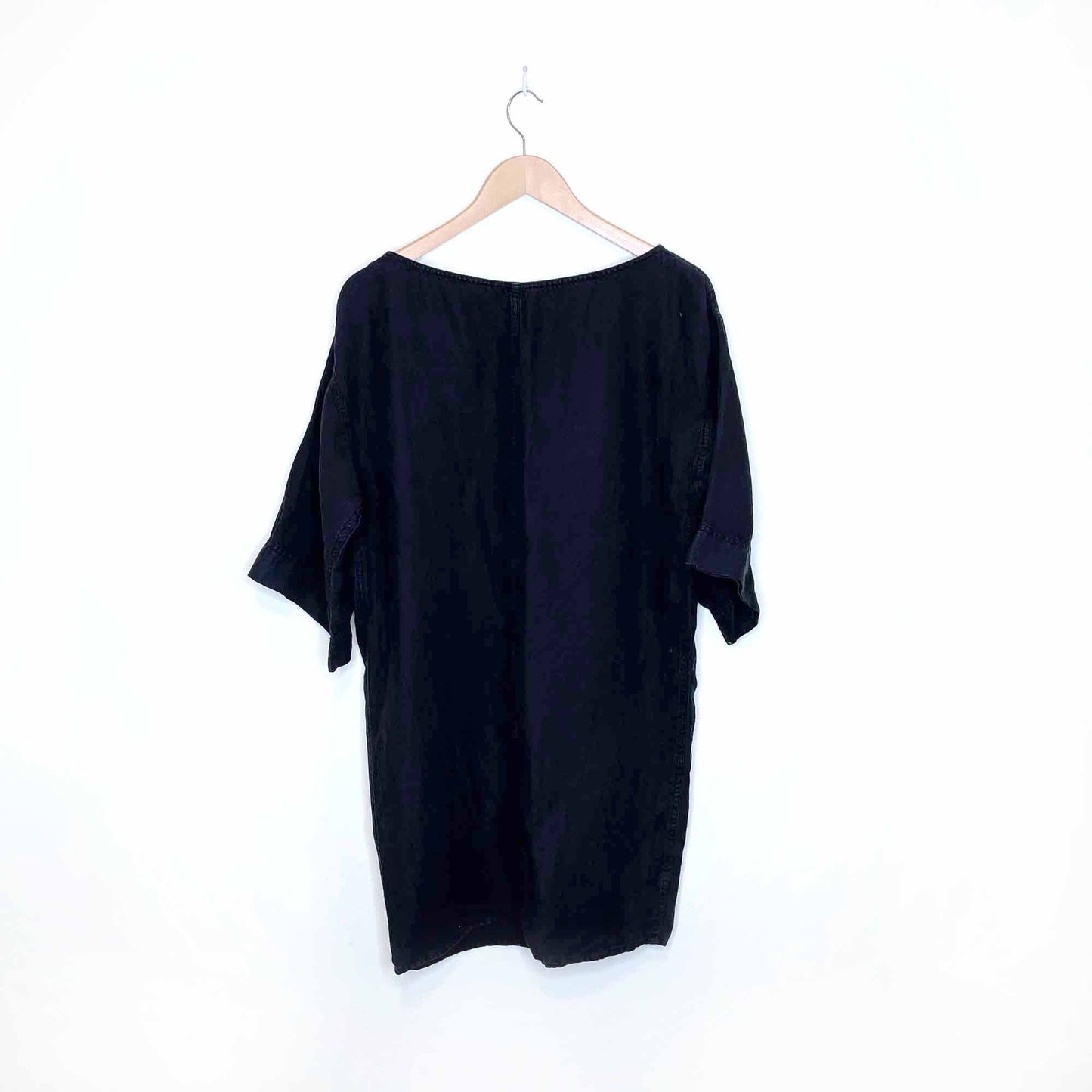 bailey 44 black short sleeve linen summer shift dress - size medium