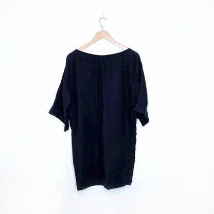 bailey 44 black short sleeve linen summer shift dress - size medium