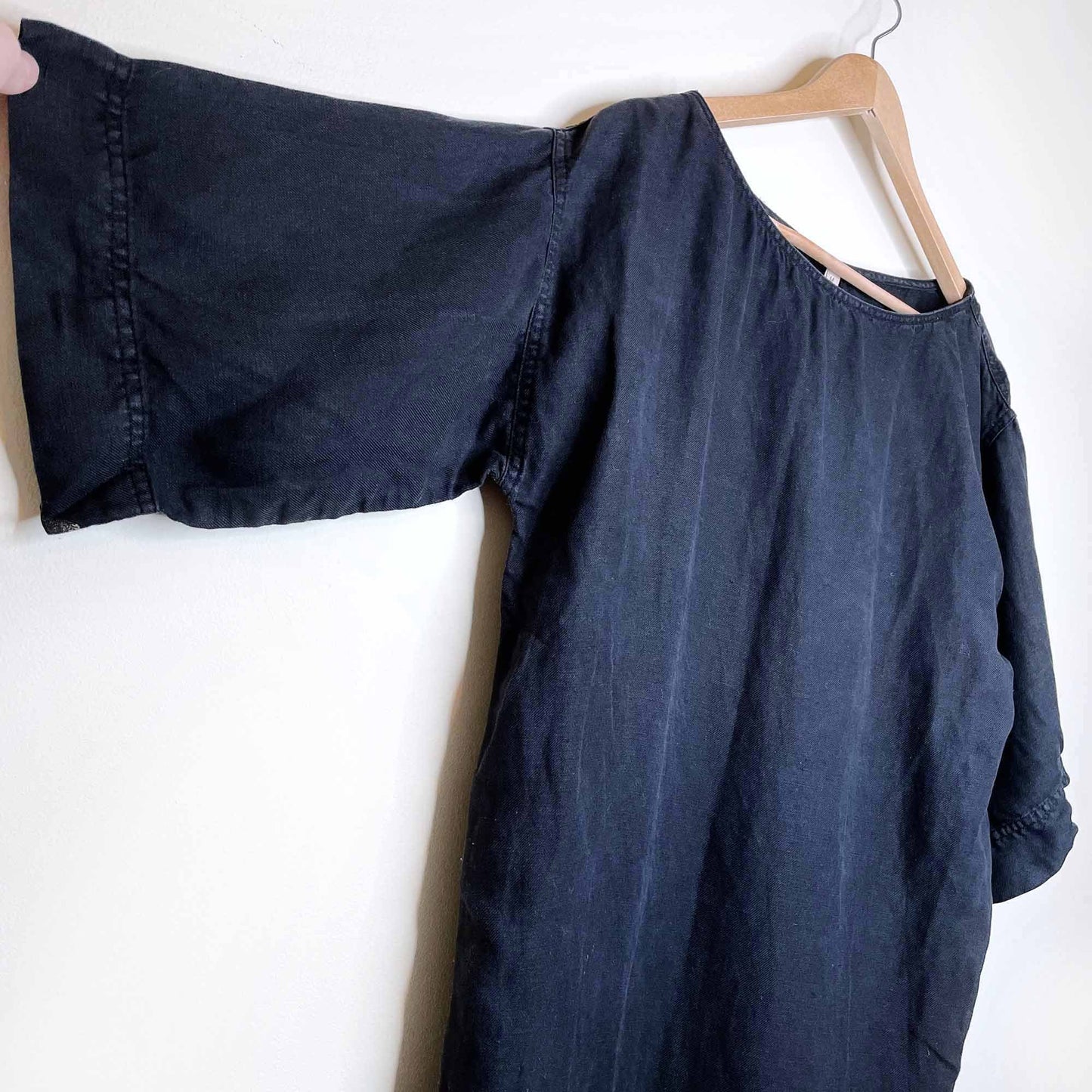 bailey 44 black short sleeve linen summer shift dress - size medium