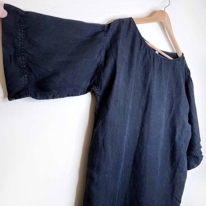 bailey 44 black short sleeve linen summer shift dress - size medium