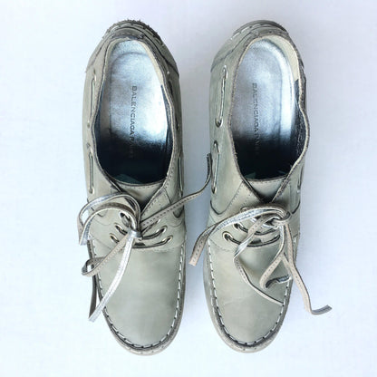 Balenciaga Paris leather loafer wedge - size 37