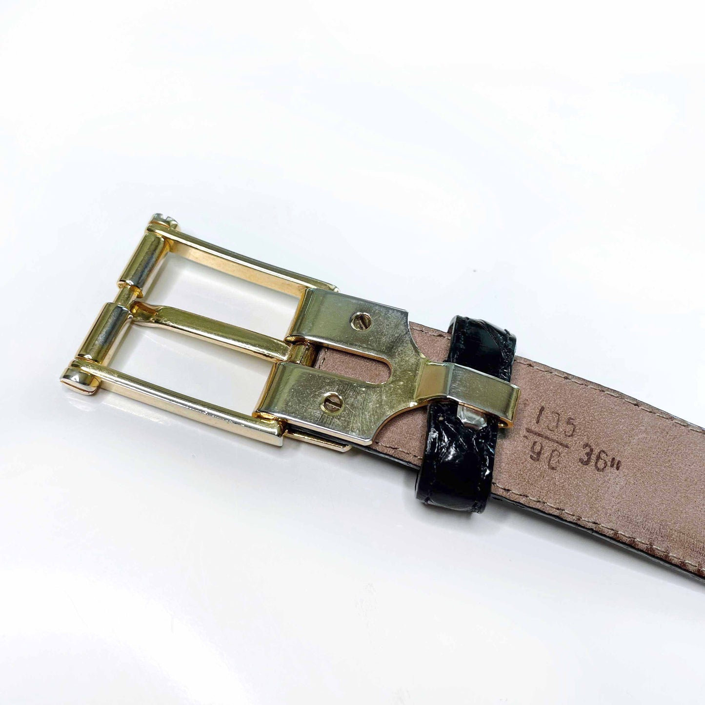 bally black crocodile belt - size 36