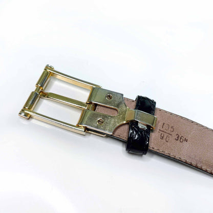 bally black crocodile belt - size 36