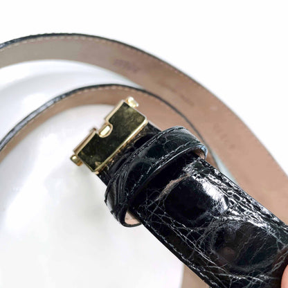 bally black crocodile belt - size 36