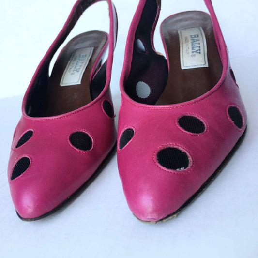 bally mesh polka dot slingback heel - size 8.5