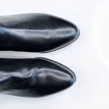 nwot bally slim black leather short fold over boots - size 5