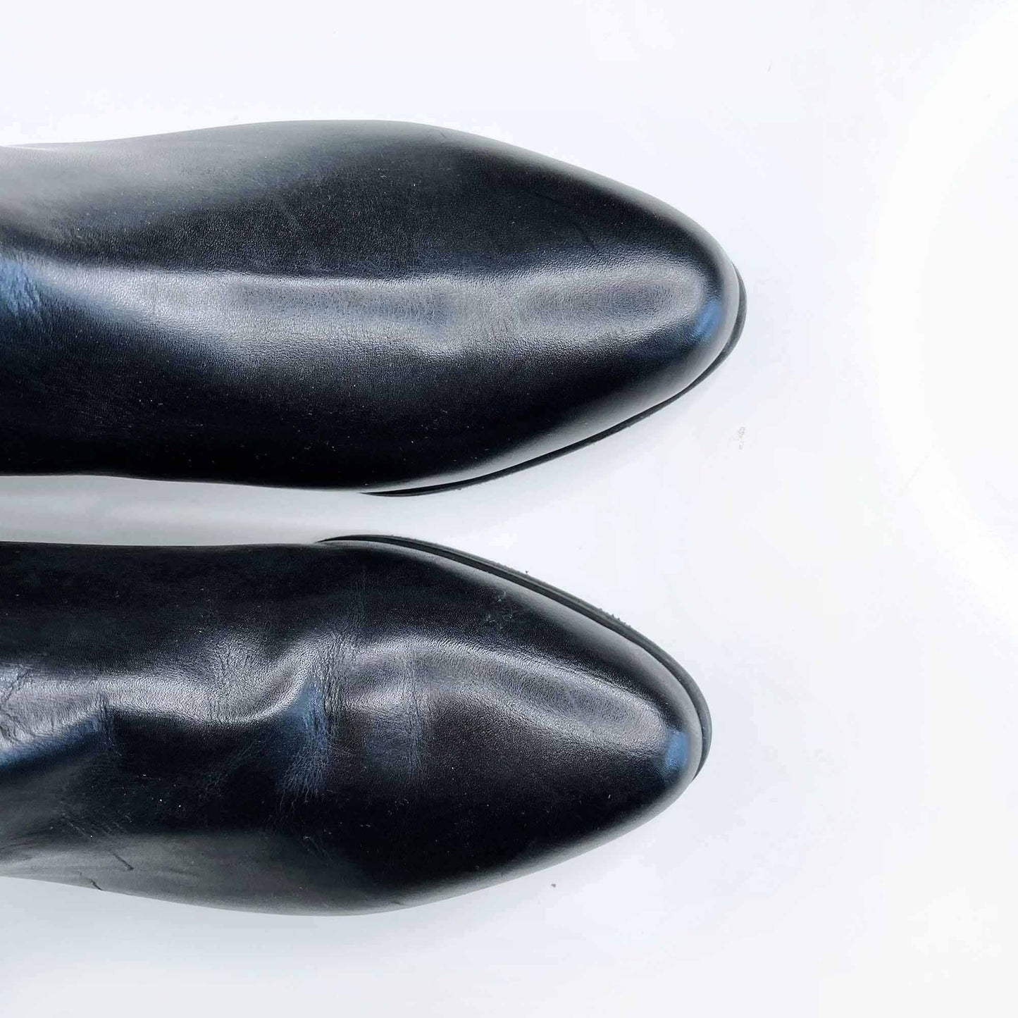 nwot bally slim black leather short fold over boots - size 5
