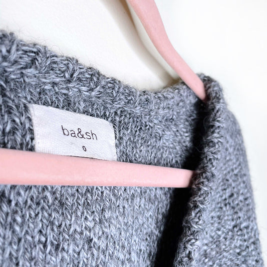 ba&sh grey v-neck hi lo alpaca-wool sweater - size 0