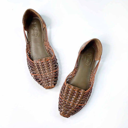 vintage 80's bass woven leather slip on shoes - size 8.5