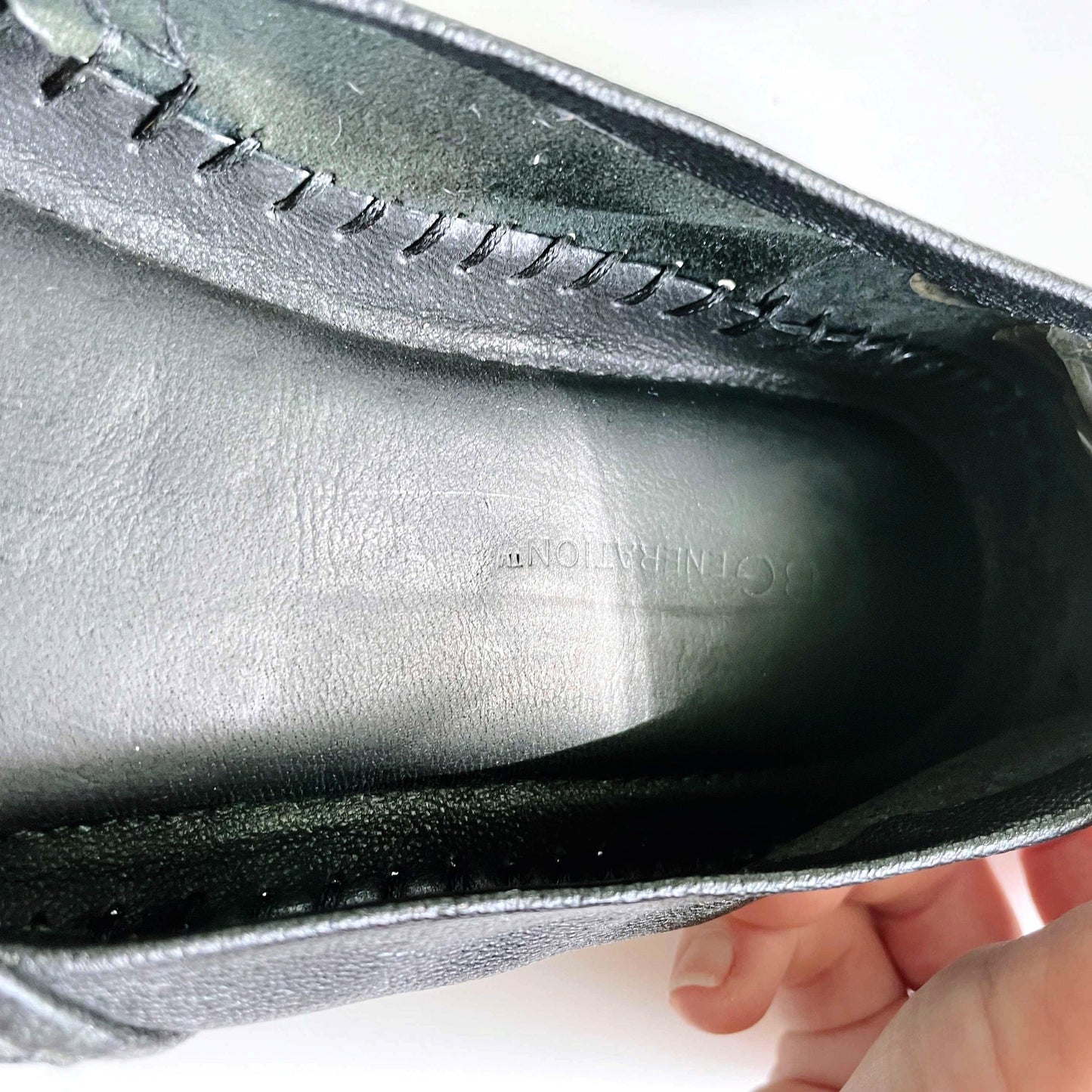 bcbg black leather italian slip on shoes - size 8