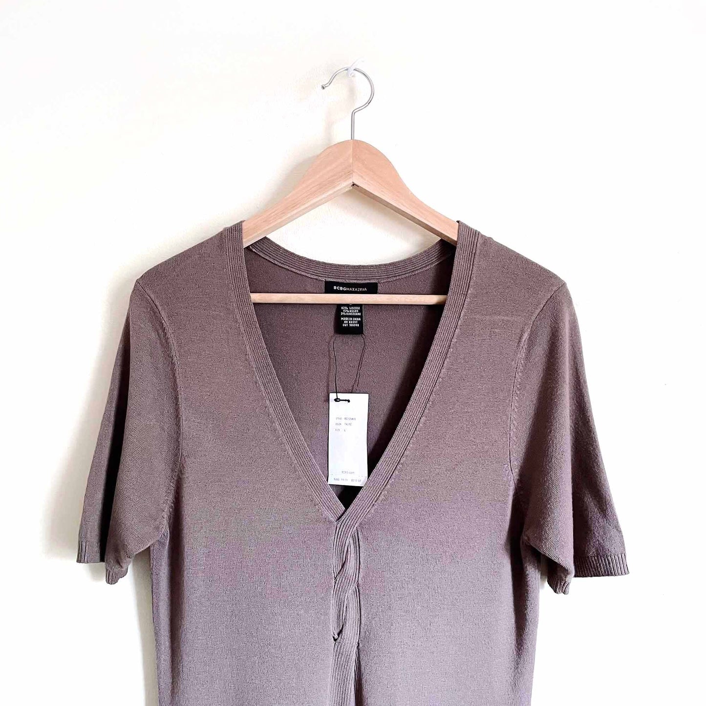 nwt BCBG short sleeve twisted knit v-neck dress - size Large