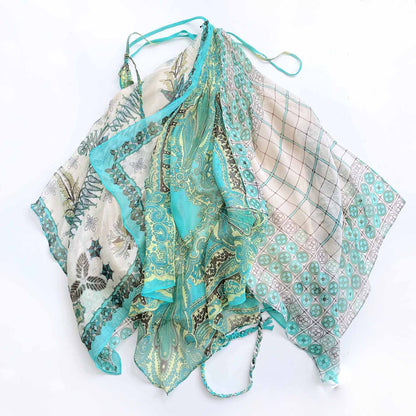 bcbg silk chiffon hanker-chief halter neck top - size xs