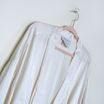 bhldn matine robe in ivory satin with lace trim - medium