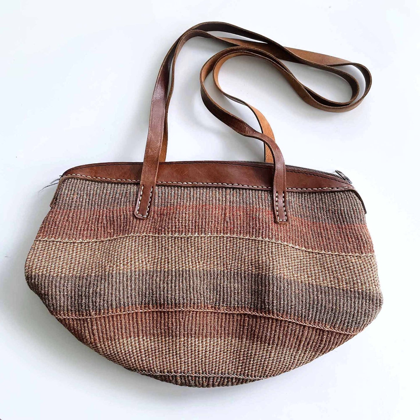 vintage hand woven sisal beach basket market bag