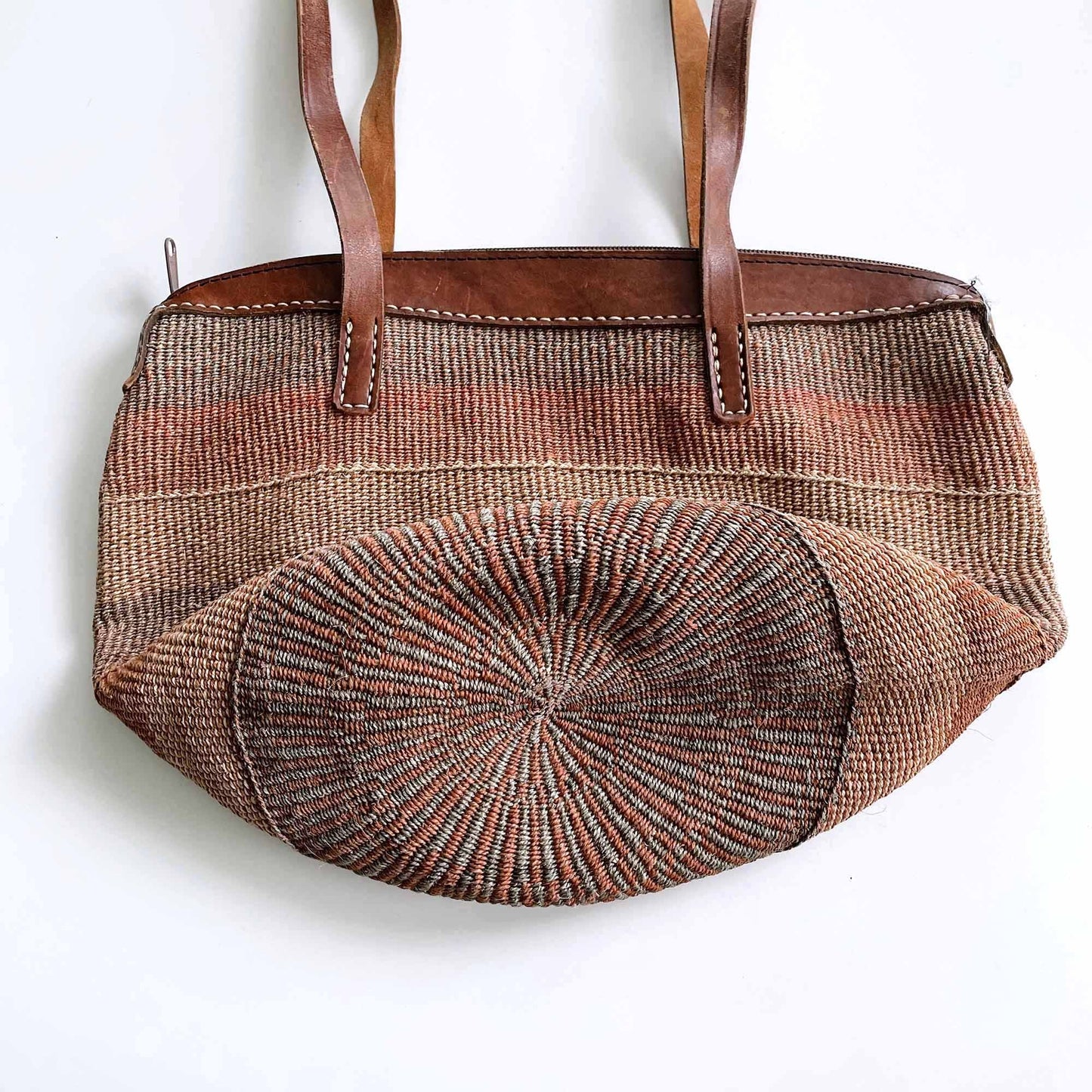 vintage hand woven sisal beach basket market bag