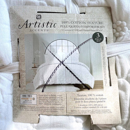 nwt artistic accents 100% cotton texture boho queen comforter set