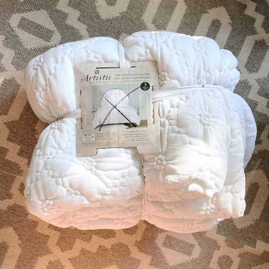 nwt artistic accents 100% cotton texture boho queen comforter set