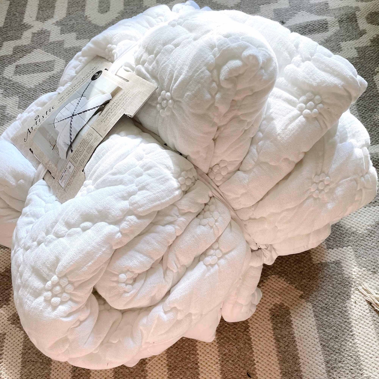 nwt artistic accents 100% cotton texture boho queen comforter set