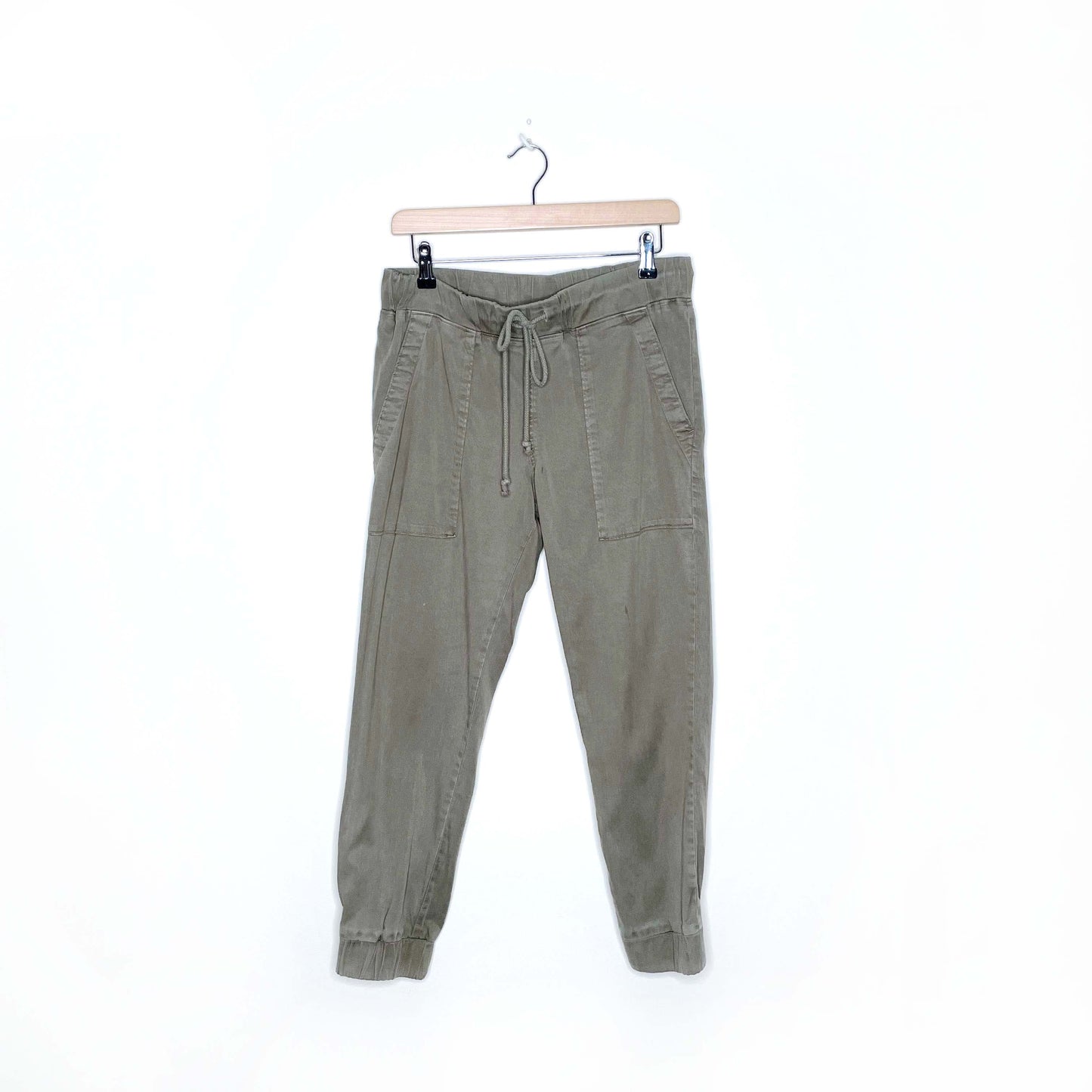 bella dahl army green tencel blend pocket joggers - size small