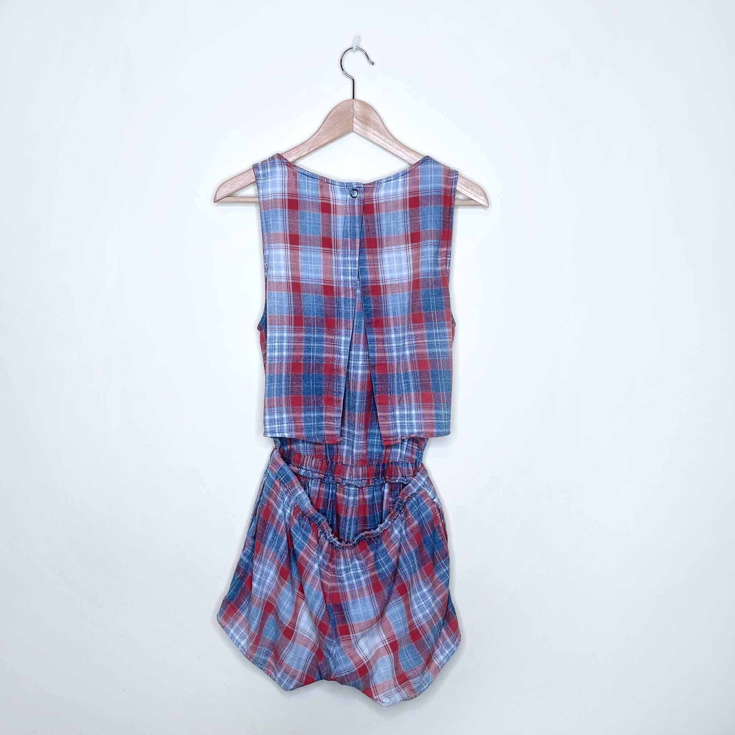Bella Dahl open back plaid romper - size Small