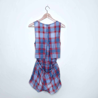 Bella Dahl open back plaid romper - size Small