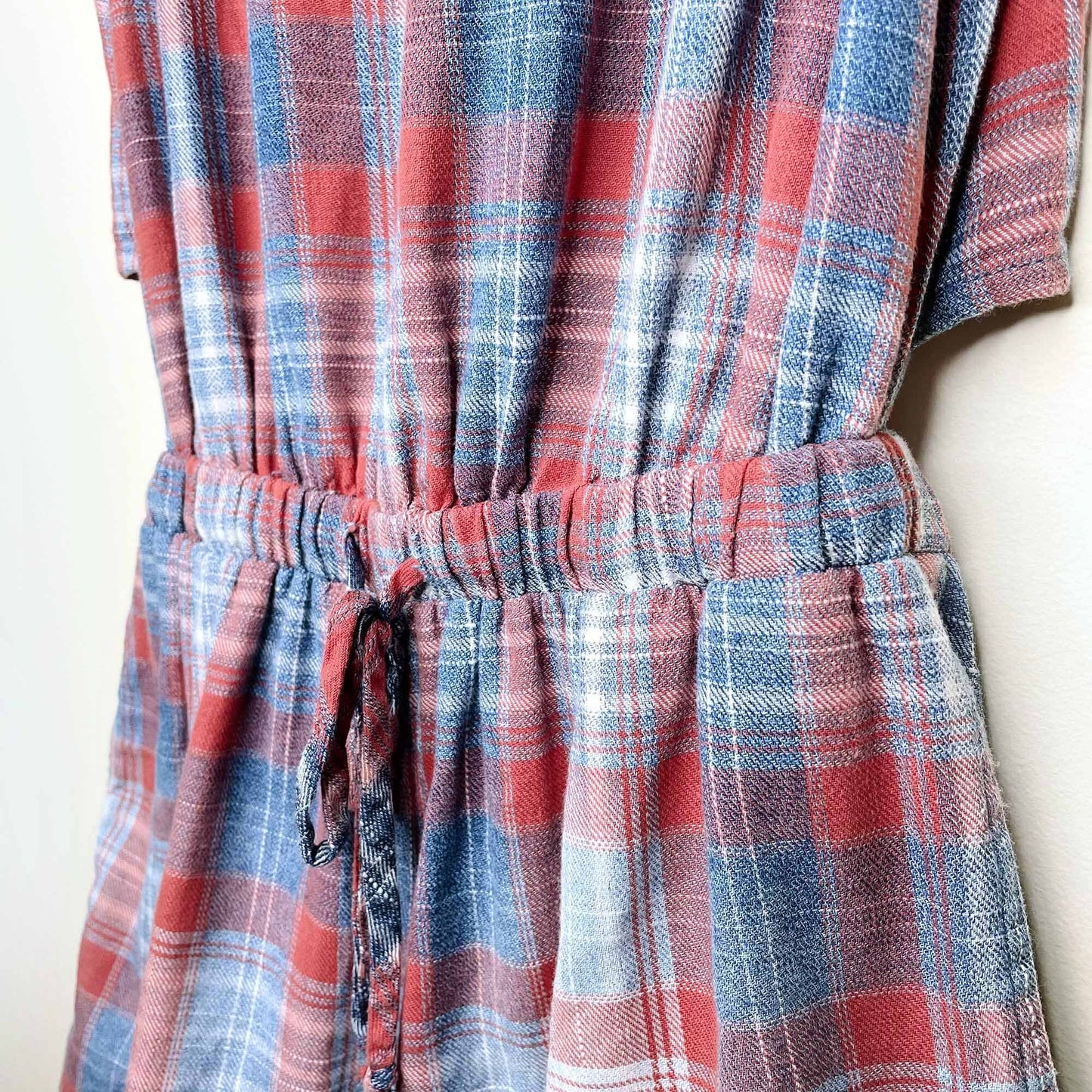 Bella Dahl open back plaid romper - size Small