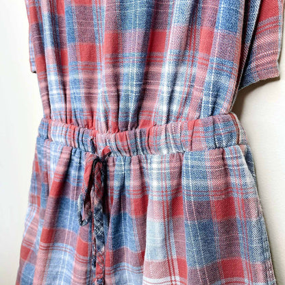 Bella Dahl open back plaid romper - size Small