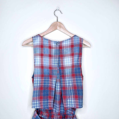 Bella Dahl open back plaid romper - size Small