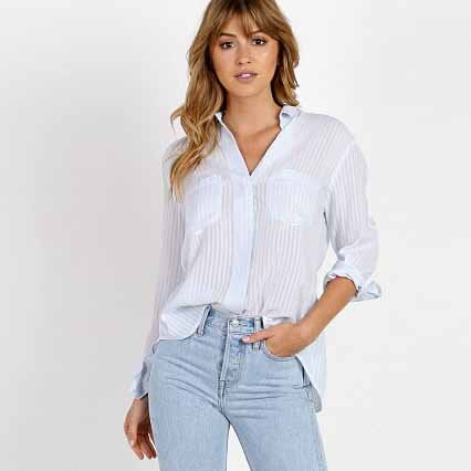 Bella Dahl split back shadow stripe button down - size Small