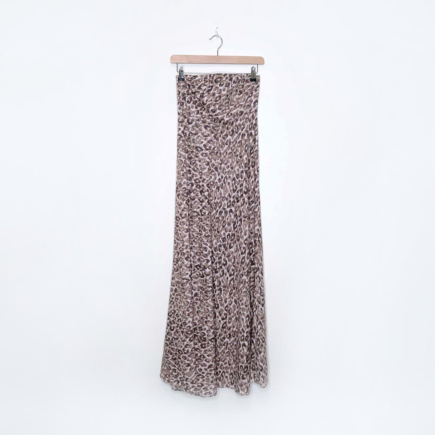 carolina belle linen-blend strapless full length leopard print dress - size small