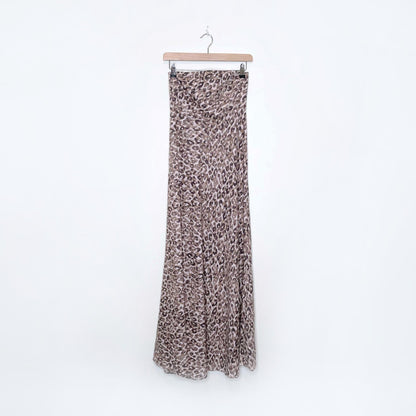 carolina belle linen-blend strapless full length leopard print dress - size small